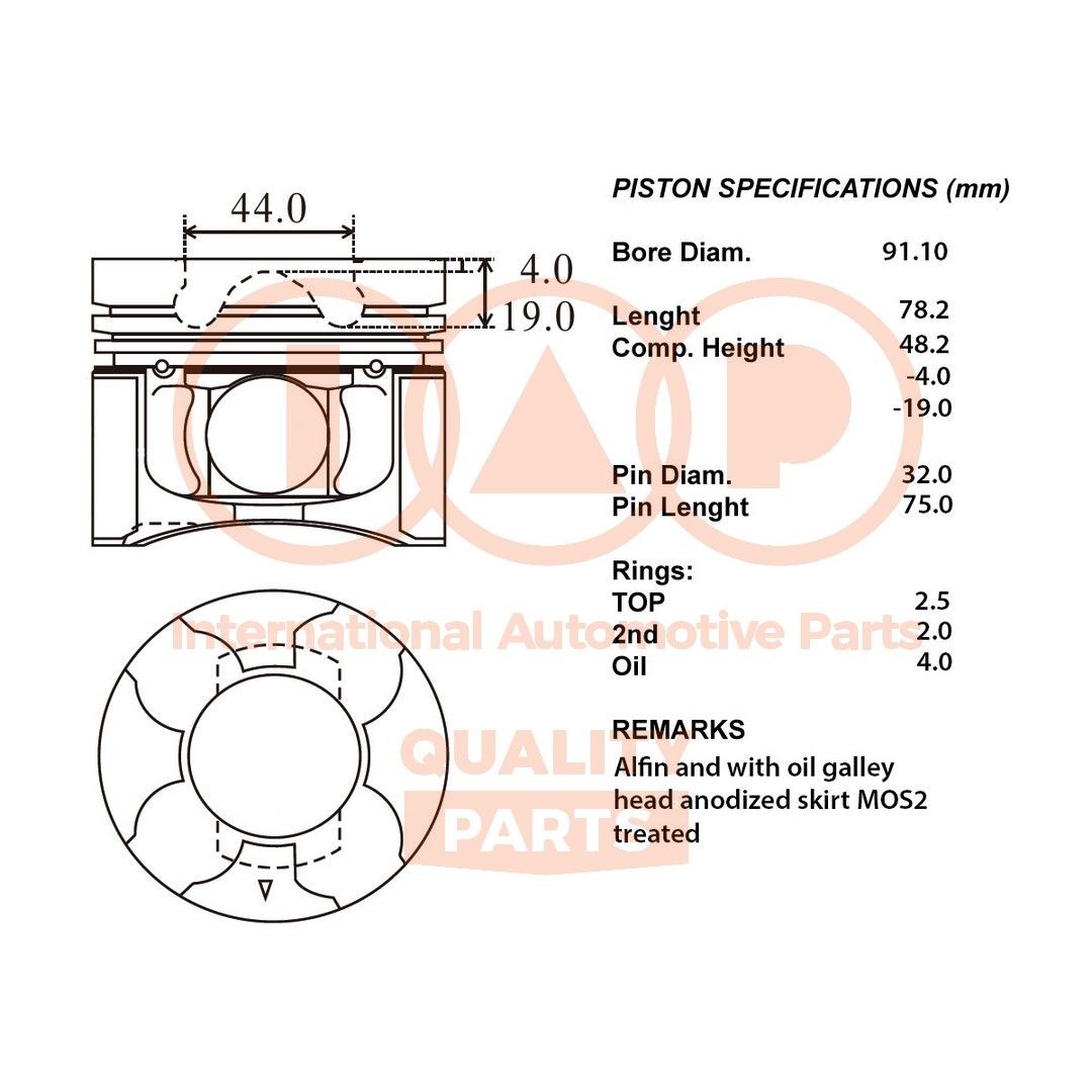 IAP QUALITY PARTS Stempel 100-12034 Motor stempel IAP QUALITY PARTS Mercedes-Benz E-Klasse 100-12034
