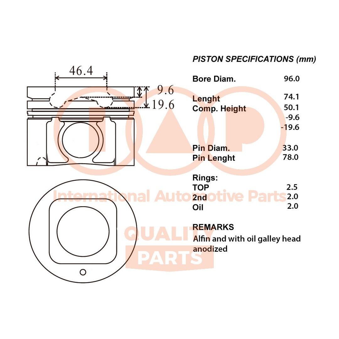 Piest IAP QUALITY PARTS 100-13034 IAP QUALITY PARTS 100-13034: Piest motora Nissan TERRANO 2019