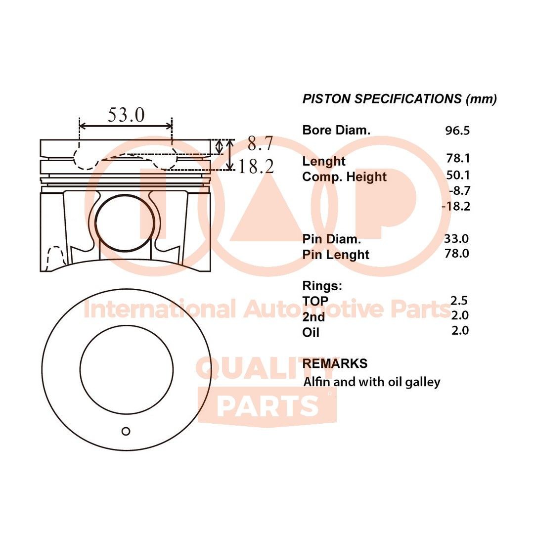 Zuiger IAP QUALITY PARTS 100-13037 IAP QUALITY PARTS 100-13037 Motorzuiger NISSAN PATROL 2002