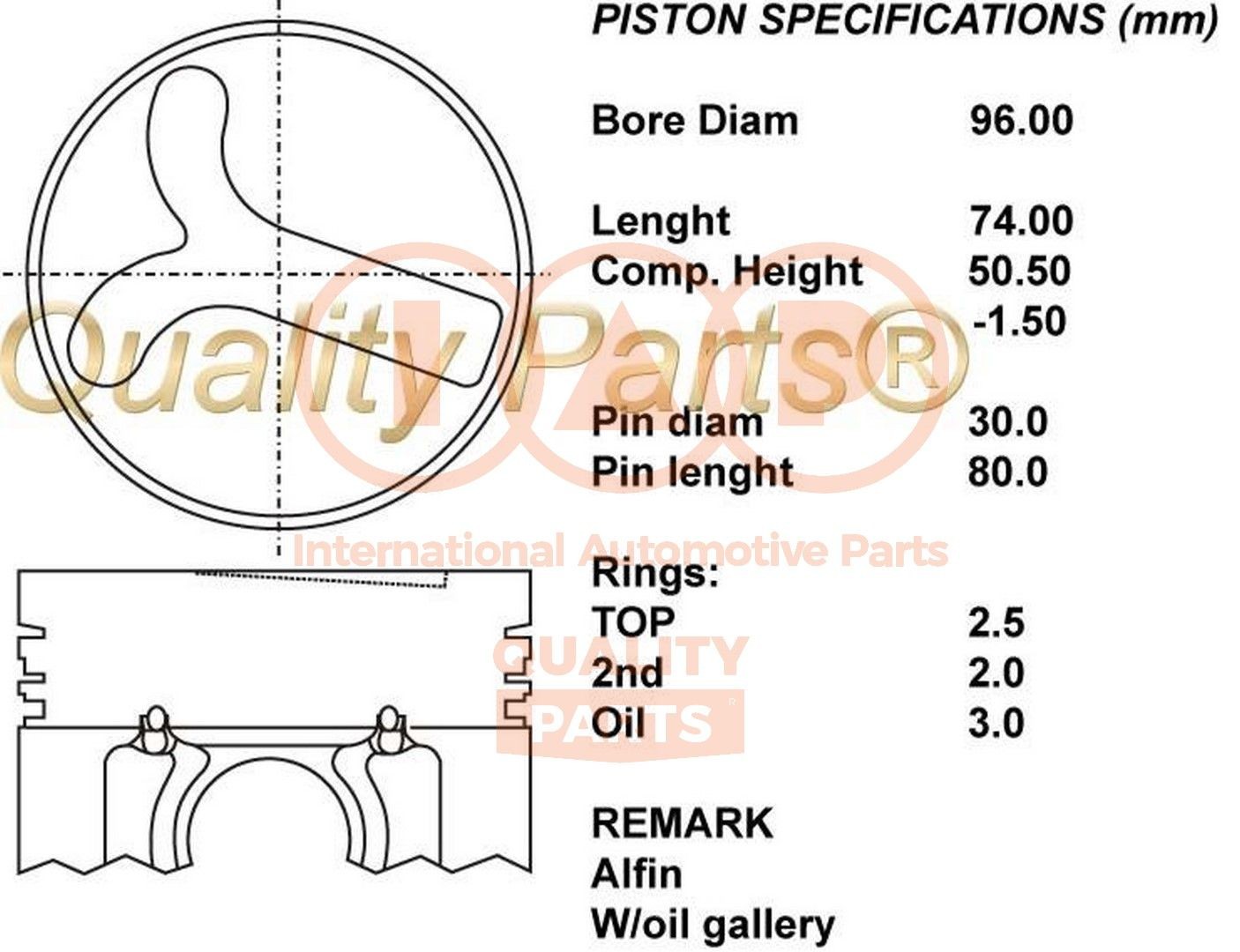 Piston IAP QUALITY PARTS 100-13045 IAP QUALITY PARTS 100-13045 NISSAN TERRANO 2003 piston price