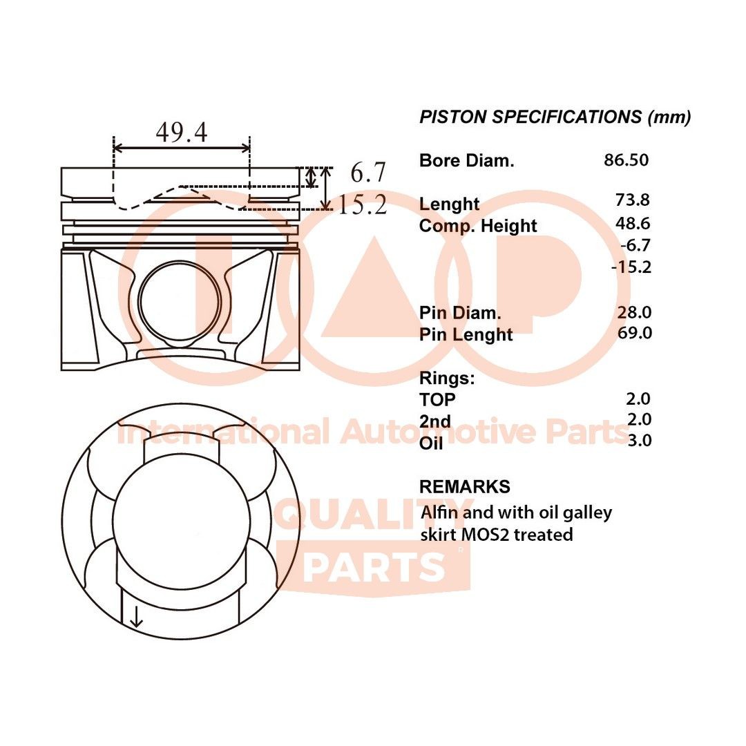 Kolvid IAP QUALITY PARTS 100-13089 IAP QUALITY PARTS 100-13089 Kolvid NISSAN PRIMERA 2018