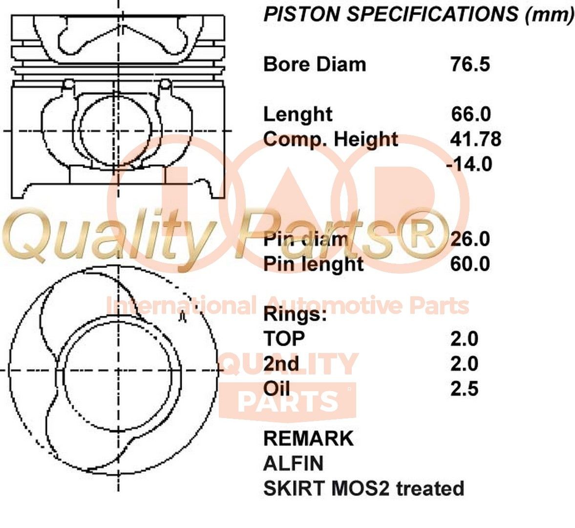 Zuiger IAP QUALITY PARTS 100-13099 IAP QUALITY PARTS 100-13099 Motorzuiger Nissan ALMERA 2000