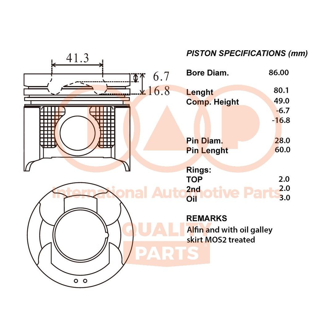 IAP QUALITY PARTS Êmbolo 100-13104 IAP QUALITY PARTS 100-13104 Pistão forjado Nissan Almera N16 preço