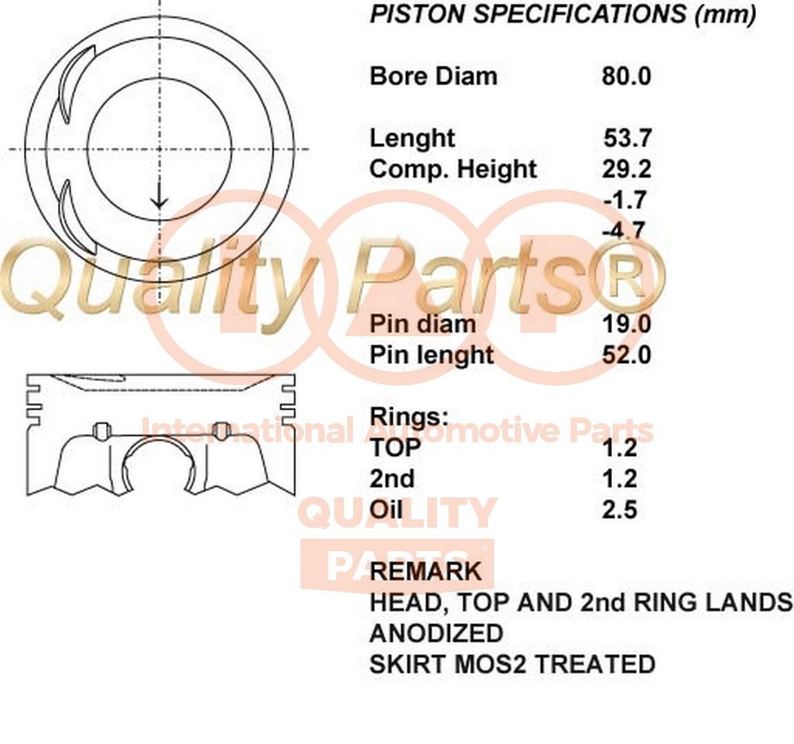 IAP QUALITY PARTS Êmbolo 100-13184 IAP QUALITY PARTS 100-13184 Pistão motor Nissan Almera N16 preço