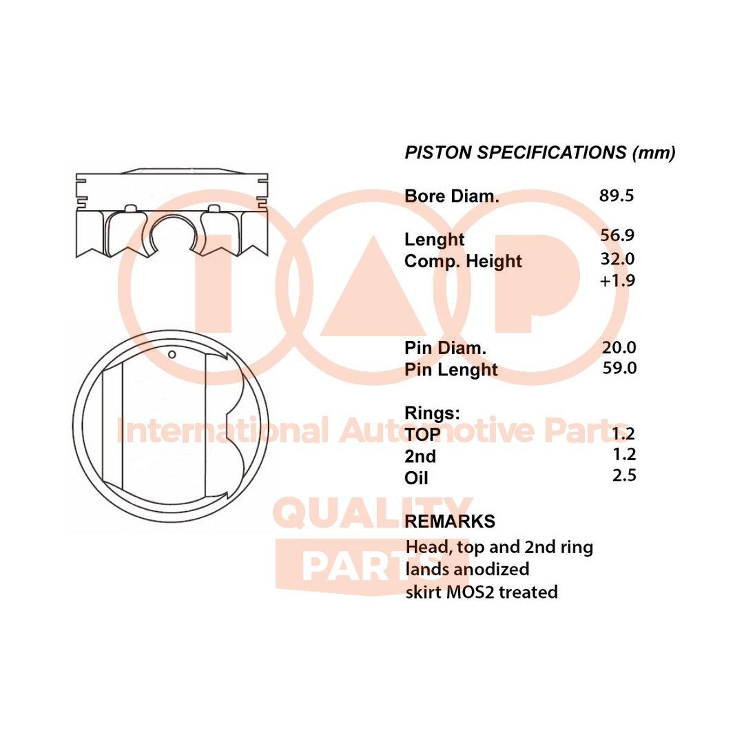 Zuiger IAP QUALITY PARTS 100-13187 IAP QUALITY PARTS 100-13187 Zuiger NISSAN PRIMERA 2019