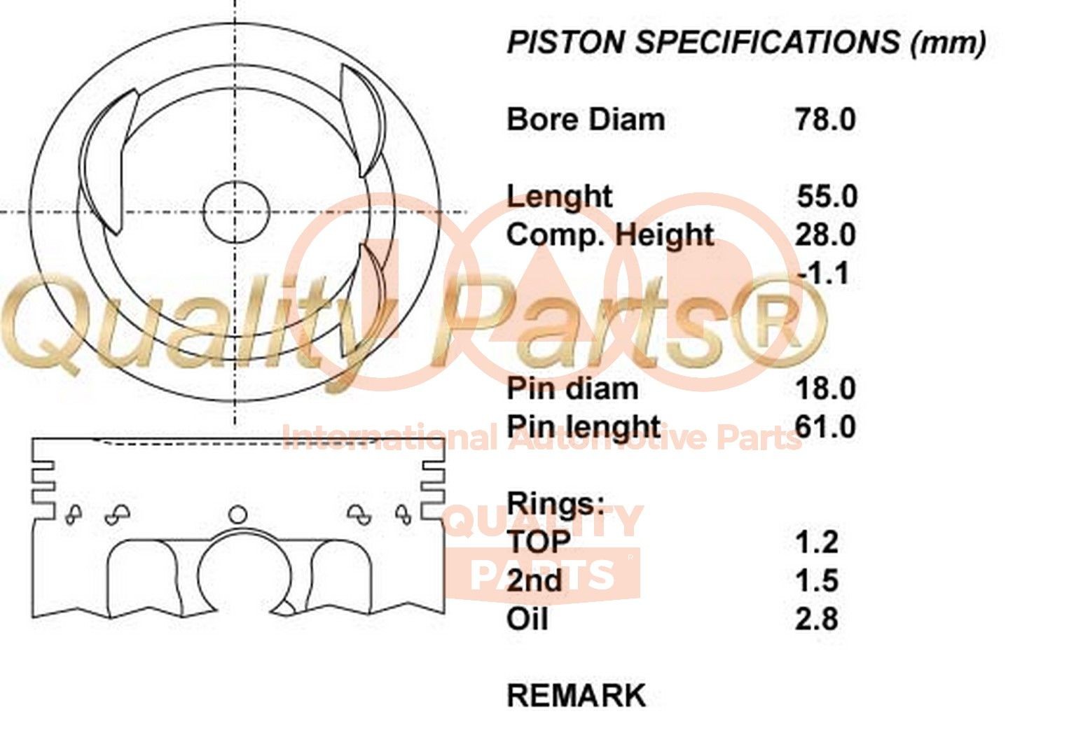 IAP QUALITY PARTS Zuiger 100-15010 IAP QUALITY PARTS 100-15010 Motorzuiger Subaru Impreza GD prijs
