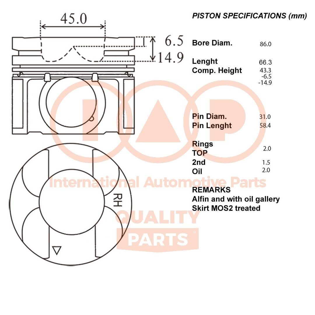IAP QUALITY PARTS Pistone motore 100-15032 IAP QUALITY PARTS 100-15032 Pistone Opel COMBO costo