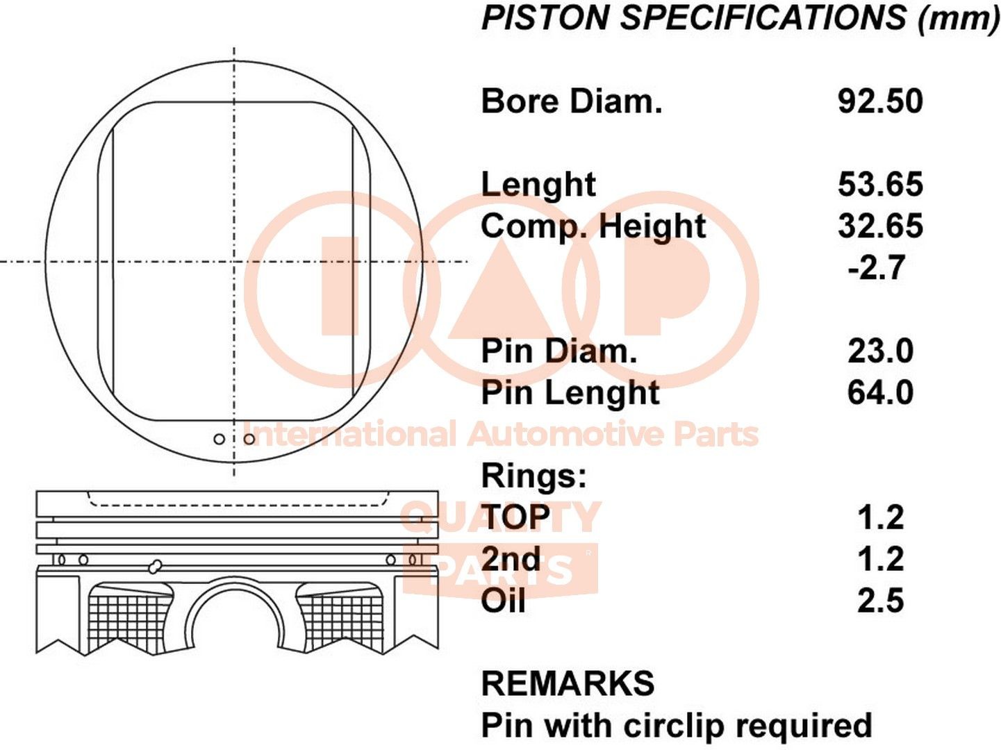IAP QUALITY PARTS Πιστόνι 100-15057 IAP QUALITY PARTS 100-15057 Πιστονι Renault SAFRANE φθηνά