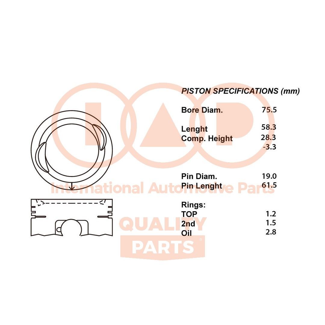 IAP QUALITY PARTS Zuiger 100-16051 IAP QUALITY PARTS 100-16051 Motorzuiger Vitara II SUV (ET) prijs