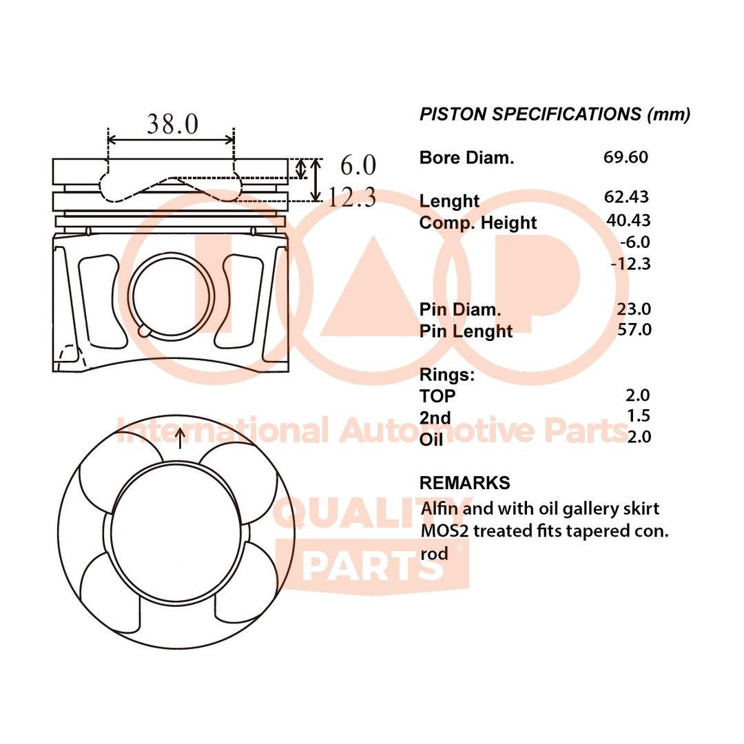 Kolben IAP QUALITY PARTS 100-16074 IAP QUALITY PARTS 100-16074: test sint Suzuki SWIFT 2002