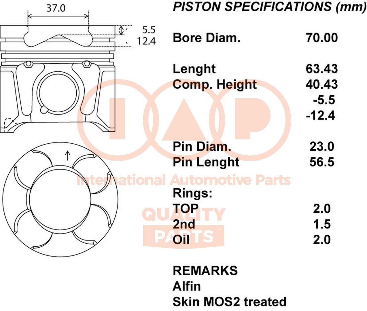 IAP QUALITY PARTS Πιστόνι 100-16078 IAP QUALITY PARTS 100-16078 Πιστονι Suzuki Ignis MH τιμες