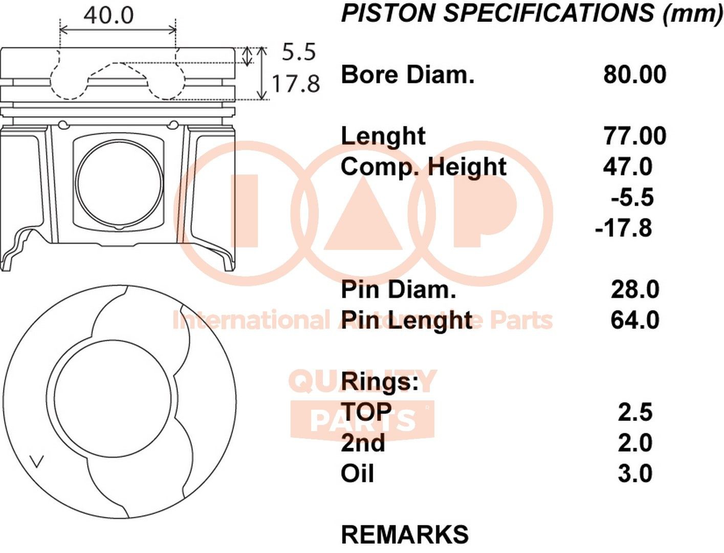 Kolvid IAP QUALITY PARTS 100-16154 IAP QUALITY PARTS 100-16154: Kolvid Suzuki GRAND VITARA 2012
