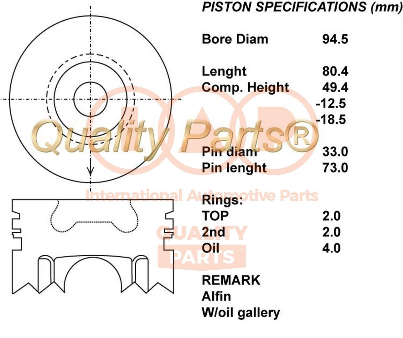 IAP QUALITY PARTS Zuiger 100-17049 100-17049 IAP QUALITY PARTS Motorzuiger Toyota NCP15_ prijs