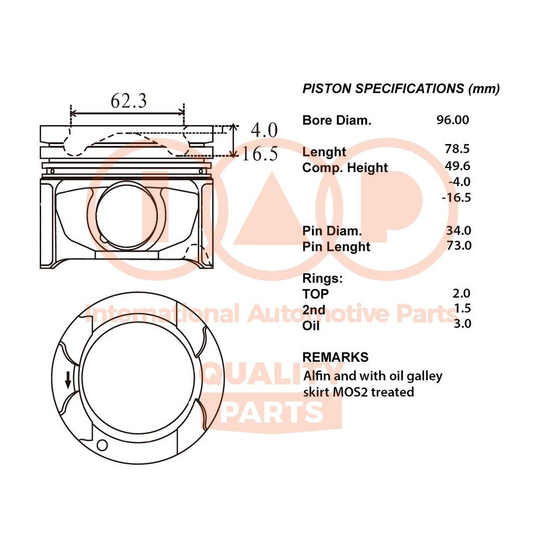 Zuiger IAP QUALITY PARTS 100-17065 IAP QUALITY PARTS 100-17065 Motorzuiger Toyota HILUX Pick-up 2018