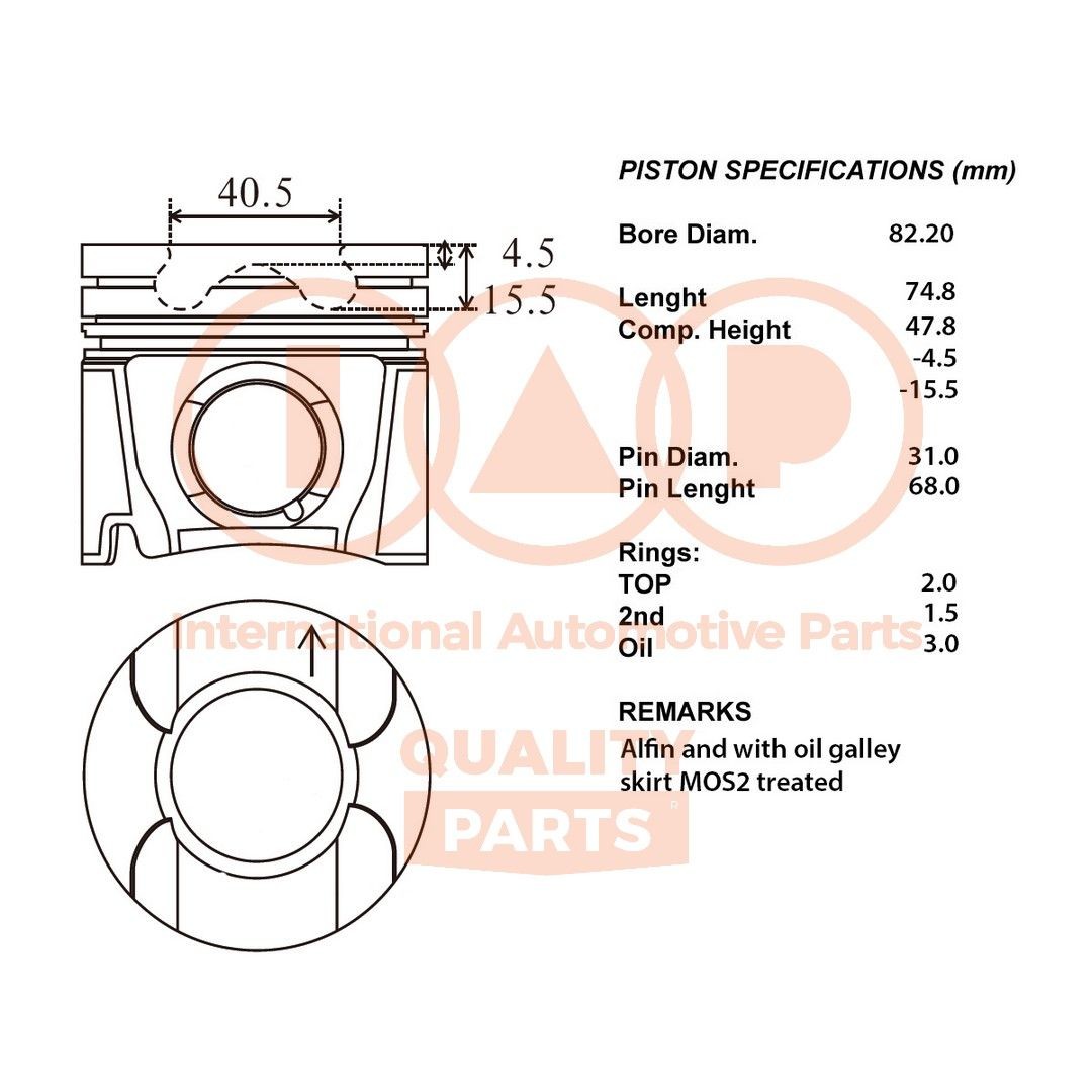 Zuiger IAP QUALITY PARTS 100-17088 IAP QUALITY PARTS 100-17088 Motorzuiger TOYOTA AVENSIS 2003