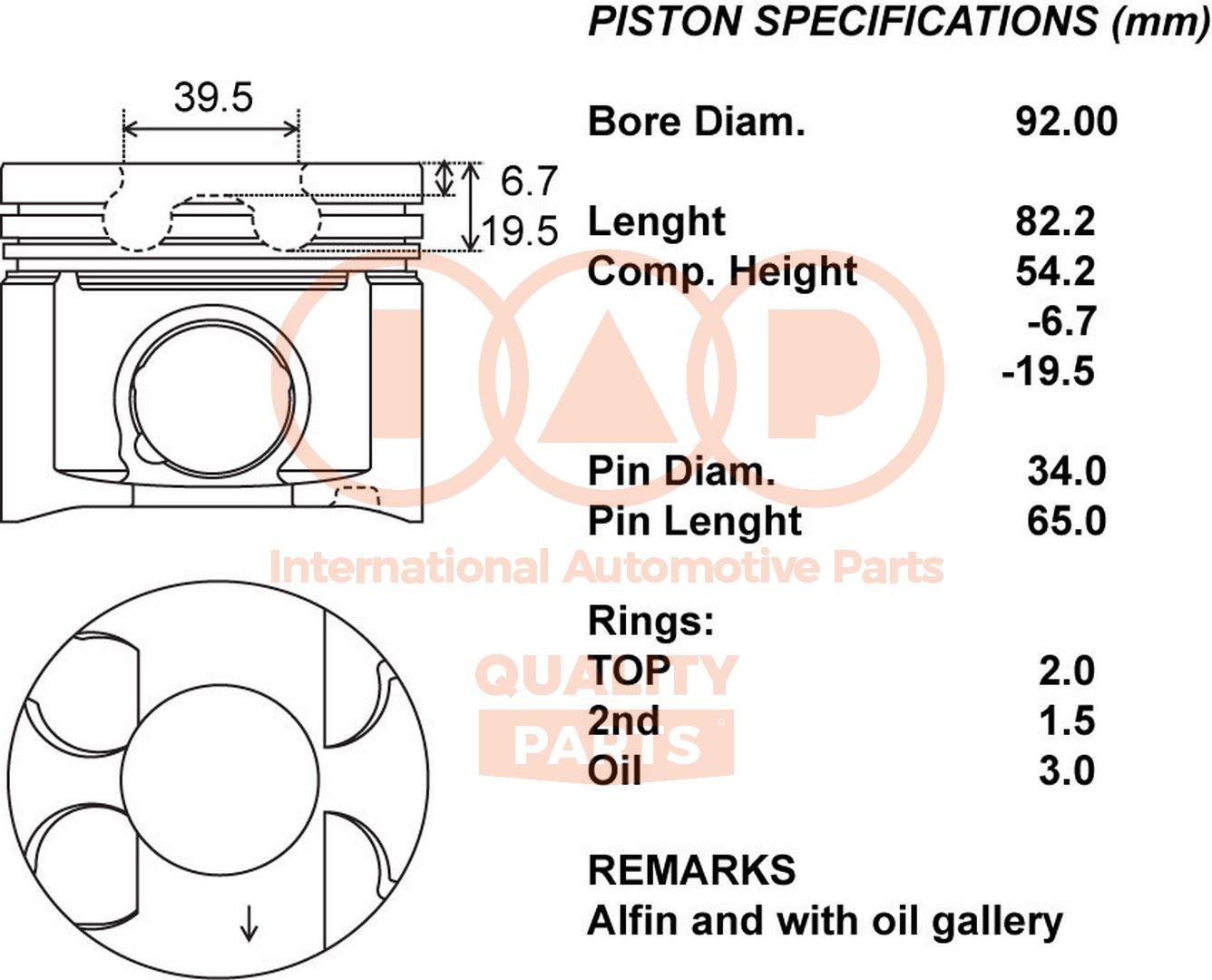 Piston IAP QUALITY PARTS 100-17156 IAP QUALITY PARTS 100-17156 2005 TOYOTA HIACE piston replacement