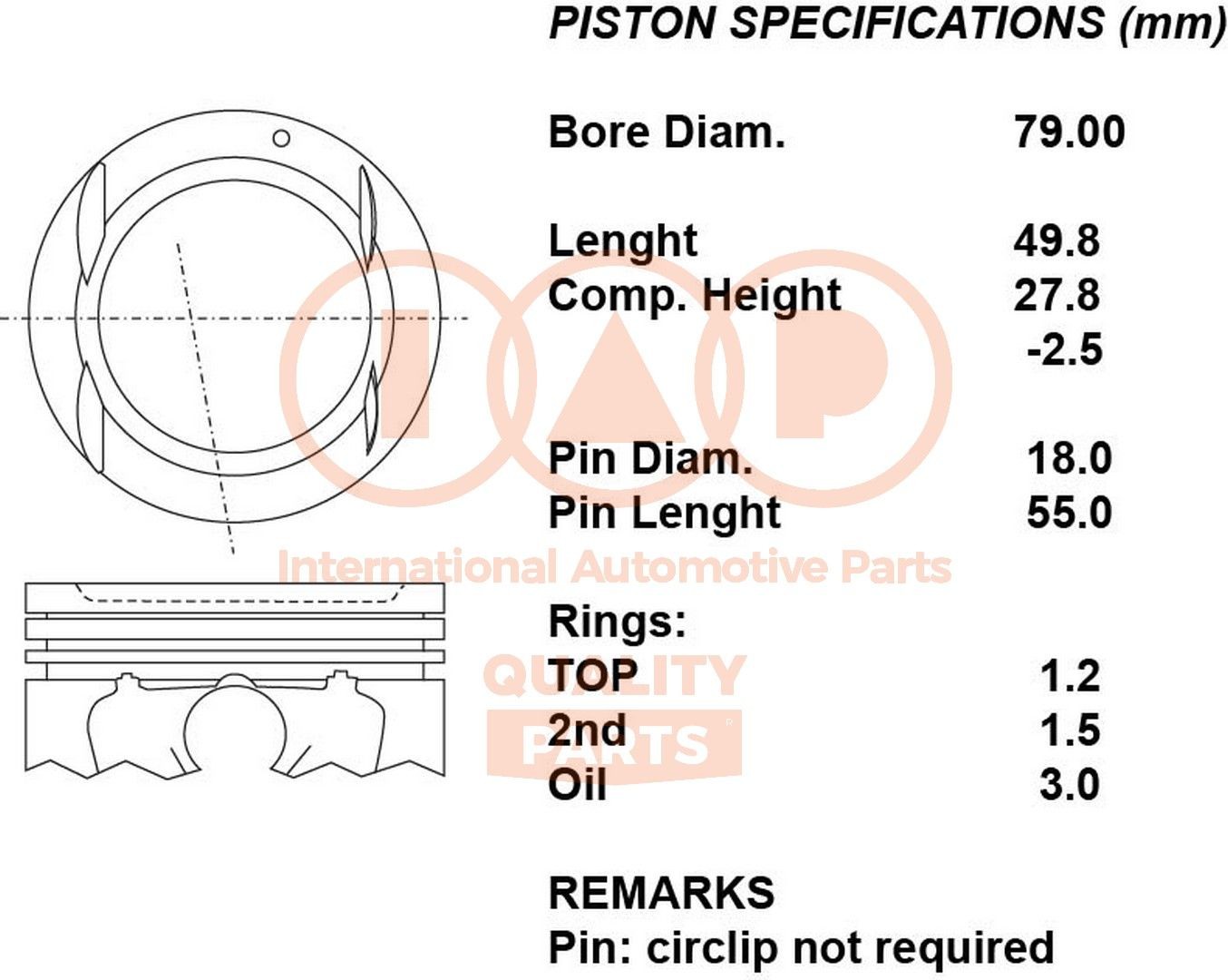 IAP QUALITY PARTS Pistone motore 100-20036 IAP QUALITY PARTS 100-20036 Pistone motore DAEWOO Korando SUV originale prezzo