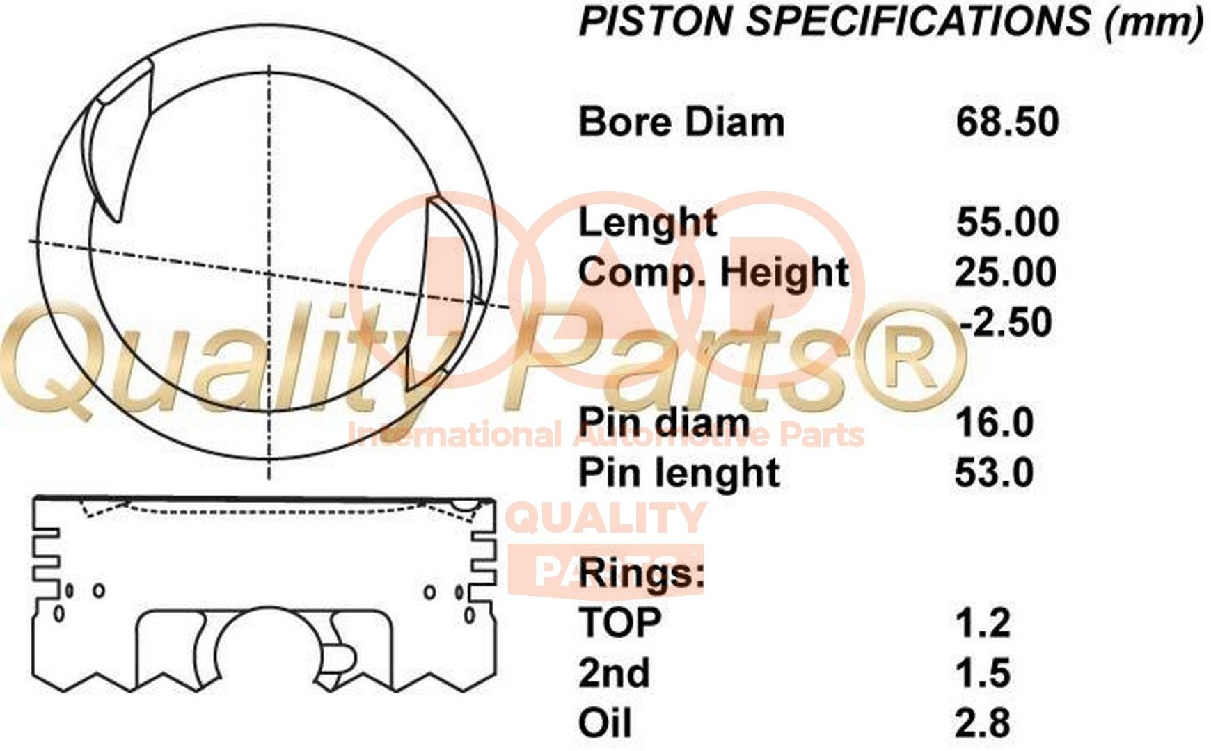 Kolvid IAP QUALITY PARTS 100-20060 IAP QUALITY PARTS 100-20060: Kolvid Daewoo MATIZ 2003