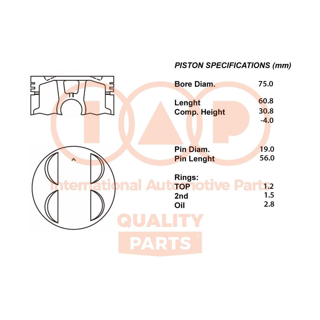 IAP QUALITY PARTS Zuiger 101-06014 IAP QUALITY PARTS 101-06014 originele Zuiger Honda Civic V Coupe kosten
