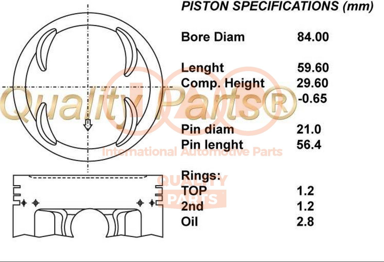 IAP QUALITY PARTS Piston 101-06060 IAP QUALITY PARTS 101-06060 Piston