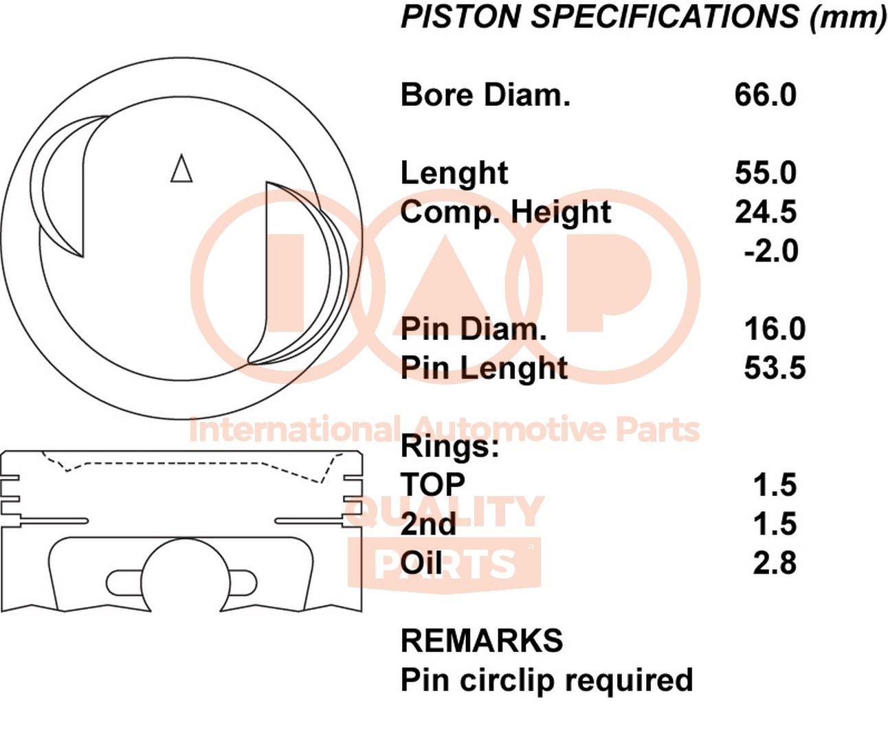 Êmbolo IAP QUALITY PARTS 101-16021 IAP QUALITY PARTS 101-16021: Pistão Suzuki SAMURAI 1999