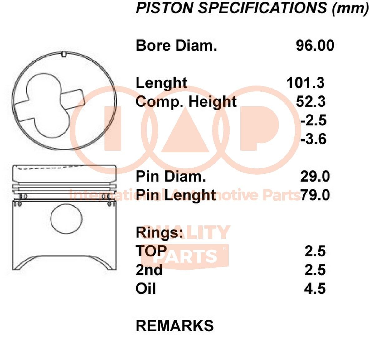 IAP QUALITY PARTS Pistone motore 101-17011 IAP QUALITY PARTS 101-17011 costo Pistone Toyota Land Cruiser J40 originale