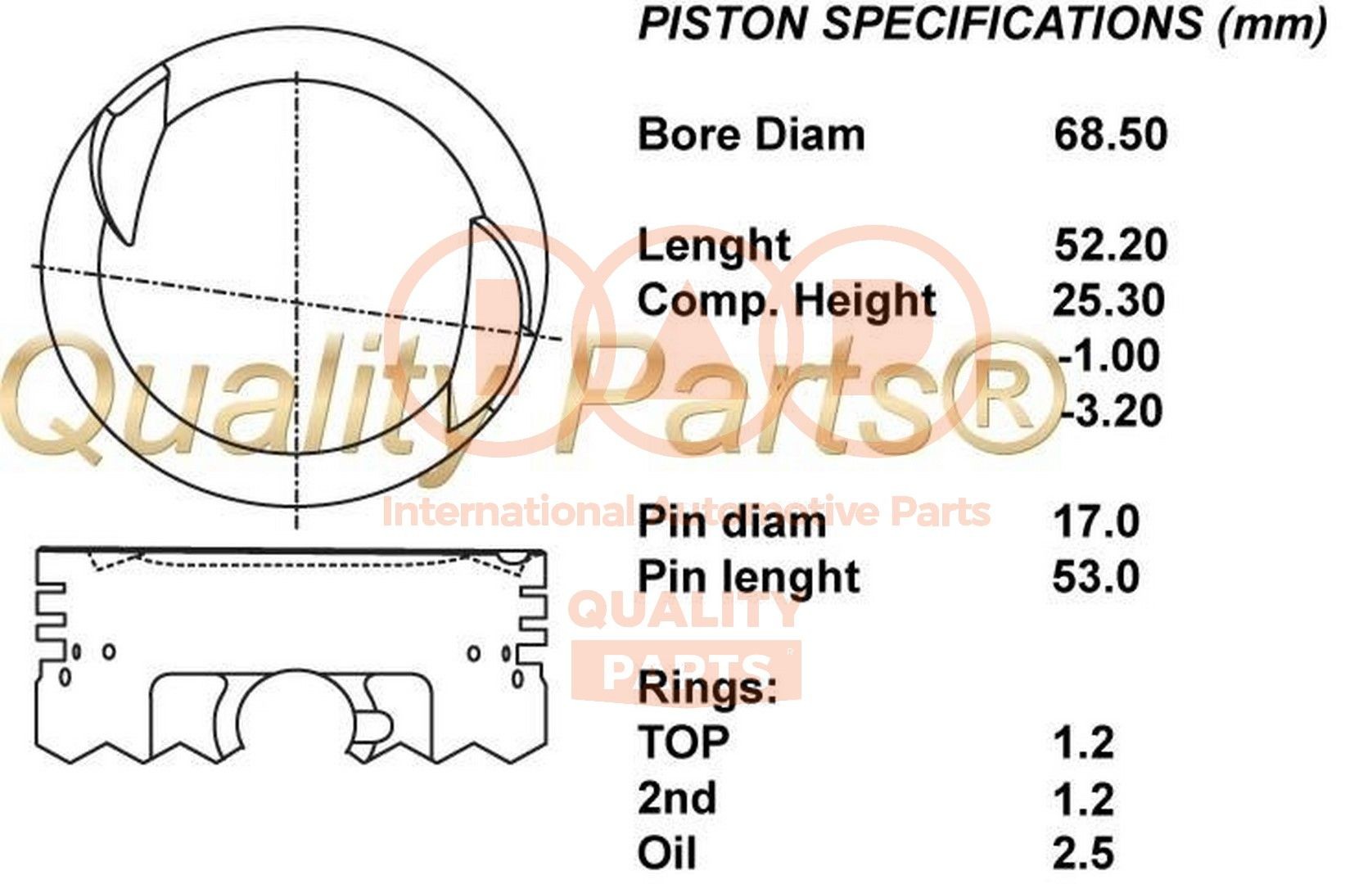 IAP QUALITY PARTS Πιστόνι 101-20064 IAP QUALITY PARTS 101-20064 Πιστονι Nubira Sedan (J200) τιμες