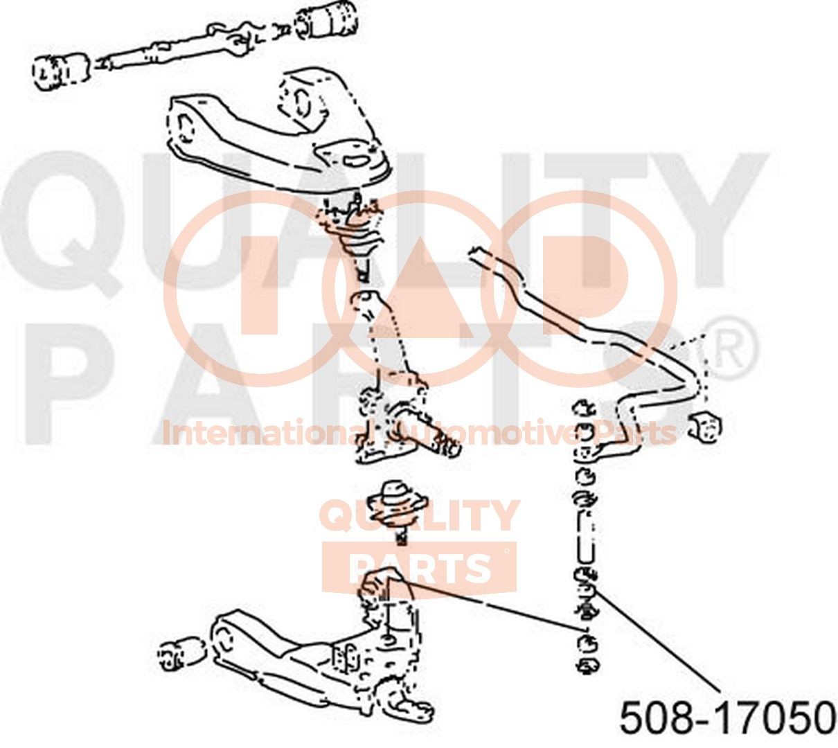 IAP QUALITY PARTS Apoio, barra estabilizadora 508-17050 Casquilho da barra estabilizadora IAP QUALITY PARTS Toyota HILUX Pick-up 508-17050