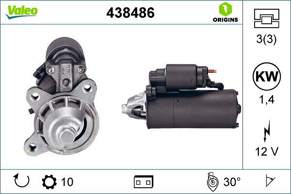 Startmotor VALEO 438486 VALEO 438486 Starter FORD ESCORT 2001