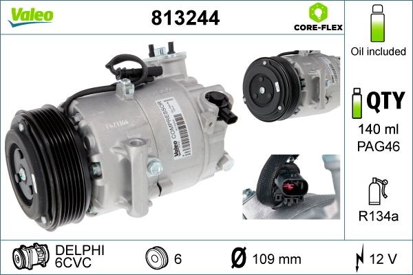VALEO AC-kompressor 813244 VALEO 813244 Aircondition pumpe Opel Cascada Cabrio originale pris