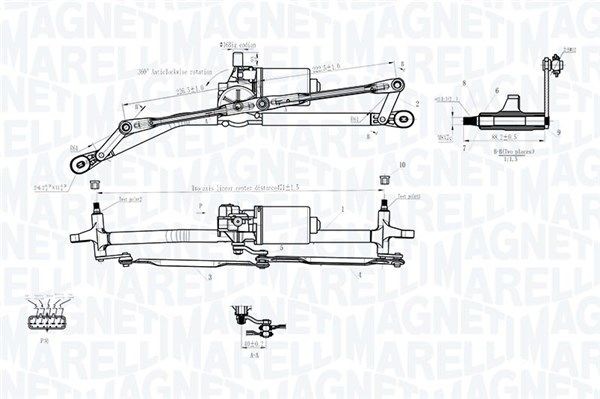 MAGNETI MARELLI Vindusspyleranlegg 064012001011 Vindusviskermekanisme MAGNETI MARELLI FIORINO 064012001011 billige
