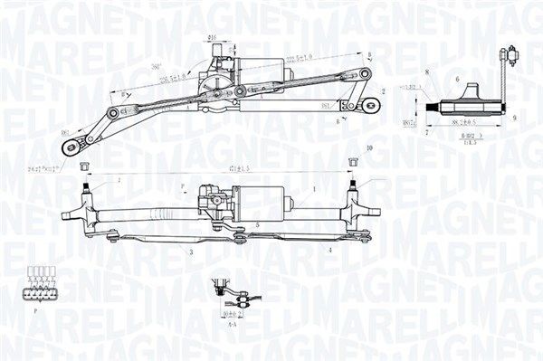 MAGNETI MARELLI Σύστημα καθαρισμού τζαμιών 064012005011 064012005011 Ντίζες υαλοκαθαριστήρων PORSCHE 924 MAGNETI MARELLI