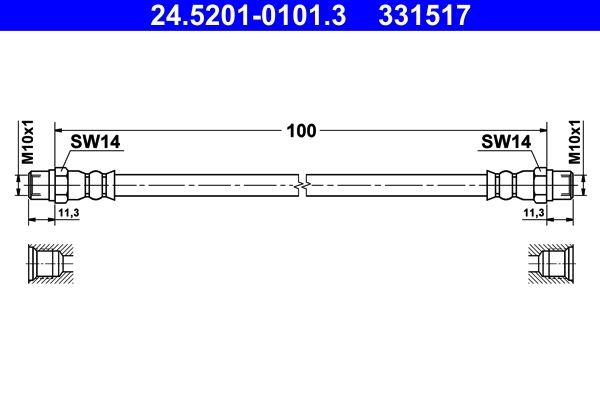 ATE Bremseslange 24.5201-0101.3 ATE 24.5201-0101.3 Bremseslange Renault SAFRANE originale
