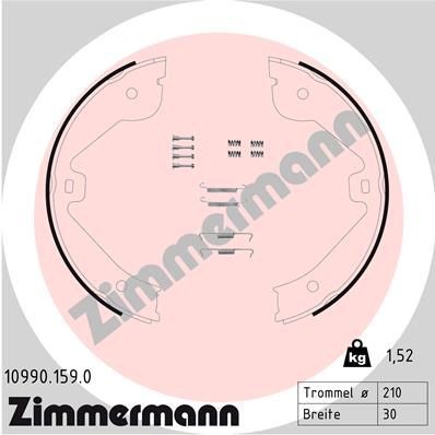 ZIMMERMANN Jarrukenkäsarja, seisontajarru 10990.159.0 Mercedes-Benz ML W164 käsijarru ZIMMERMANN 10990.159.0