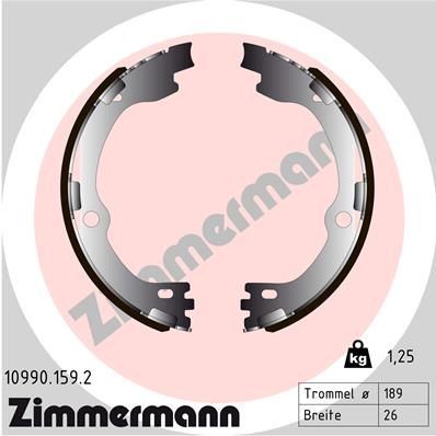 ZIMMERMANN Jogo de maxilas de travão, travão de estacionamento 10990.159.2 Maxilas de travão de mão ZIMMERMANN Opel KADETT 10990.159.2
