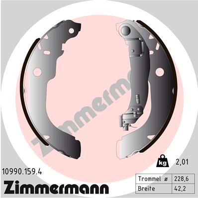 ZIMMERMANN Jeu de mâchoires de frein 10990.159.4 ZIMMERMANN 10990.159.4 Jeu de mâchoires de frein Peugeot 207 SW prix