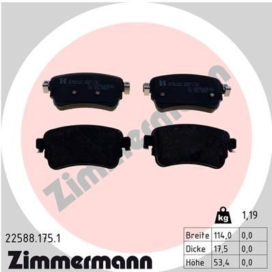ZIMMERMANN Plaquettes de frein 22588.175.1 ZIMMERMANN 22588.175.1 Plaquettes de frein FIAT Scudo III Van 1.5 Multijet 120 (506) 120 CV 2025