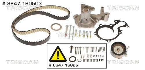 TRISCAN Bomba de água + kit de correia dentada 8647 160503 Bomba de água + kit de correia dentada TRISCAN UX 8647 160503 baratos