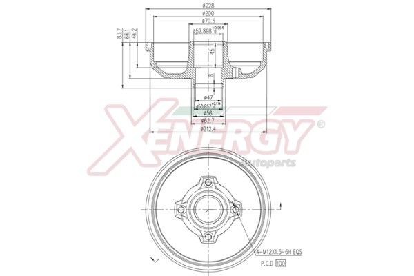 AP XENERGY Tambor de travão X654301 AP XENERGY Tambor de roda PEUGEOT X654301