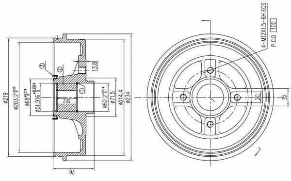 AP XENERGY Tambor de travão X654340 Tambor de roda AUDI AP XENERGY X654340
