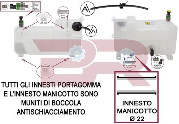 BOTTO RICAMBI Δοχείο διαστολής, ψυκτικό υγρό BRAC6545 BRAC6545 Δοχείο παραφλού SEAT LEON BOTTO RICAMBI