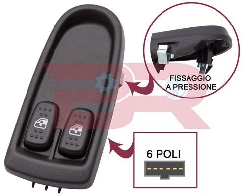 BOTTO RICAMBI Slēdzis, Stikla pacēlājmehānisms BREL0480 BREL0480 Stikla pacēlāja slēdzis CITROËN BERLINGO BOTTO RICAMBI