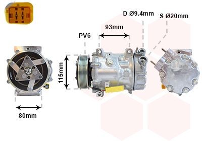 VAN WEZEL AC-kompressor 0901K706 Aircondition pumpe VAN WEZEL JUMPY 0901K706 billige