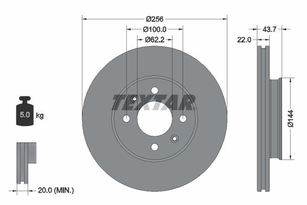 TEXTAR Disque de frein 92304603 Hyundai SANTA FE Disques de frein TEXTAR 92304603