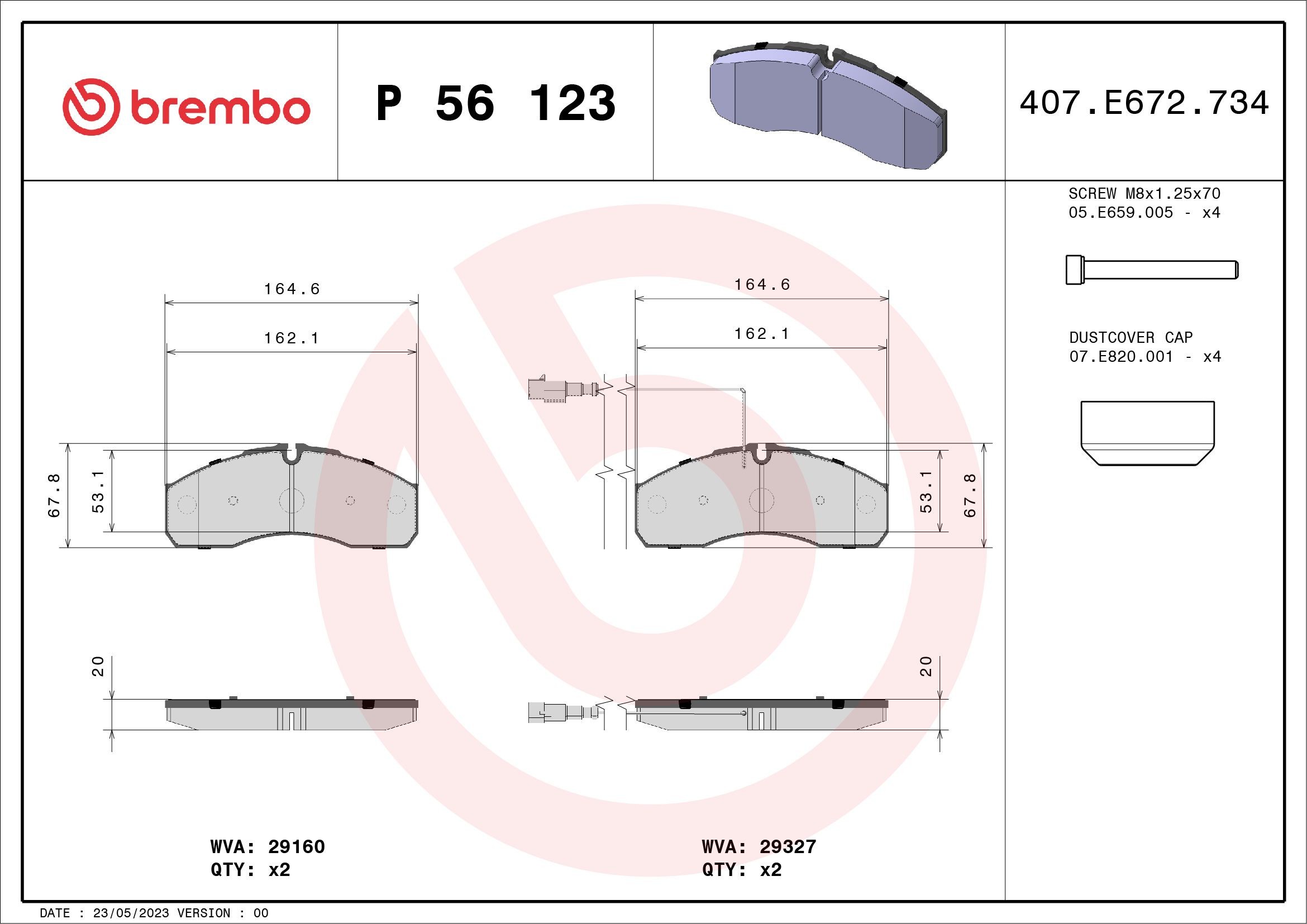 BREMBO Pastilhas de travão P 56 123 BREMBO P56123 Pastilha Cabstar (F24M, F24W) preço