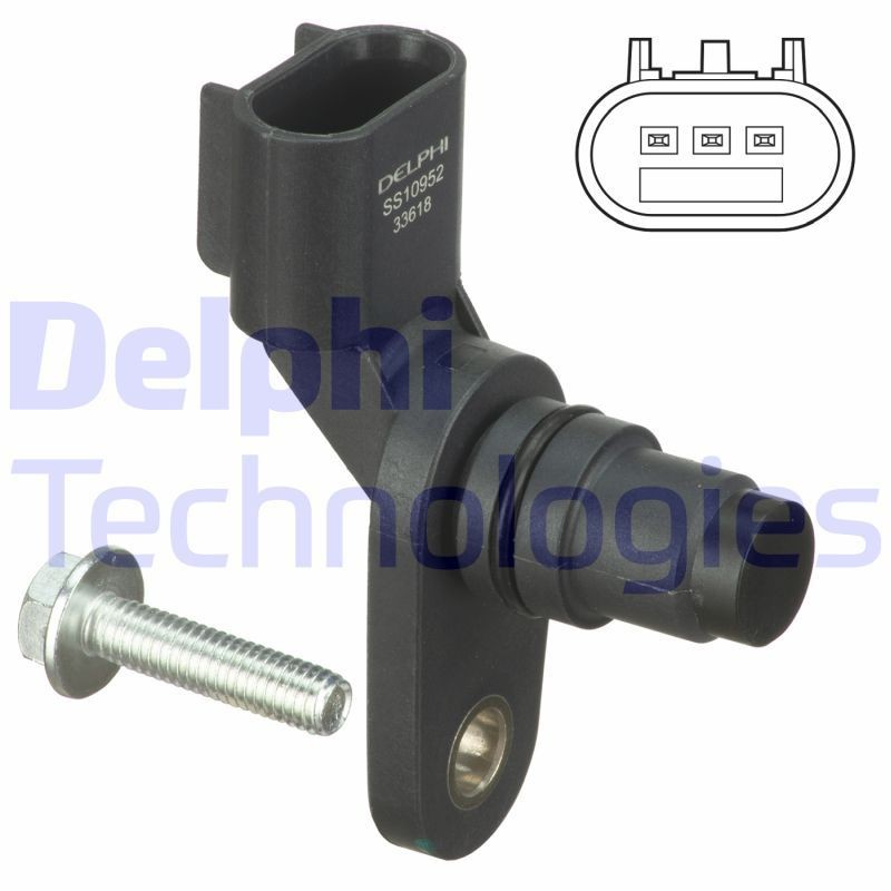 DELPHI Devējs, Sadales vārpstas stāvoklis SS10952 DELPHI SS10952 orģinālās Sadales vārpstas pozīcijas sensors VOLVO XC60 cena