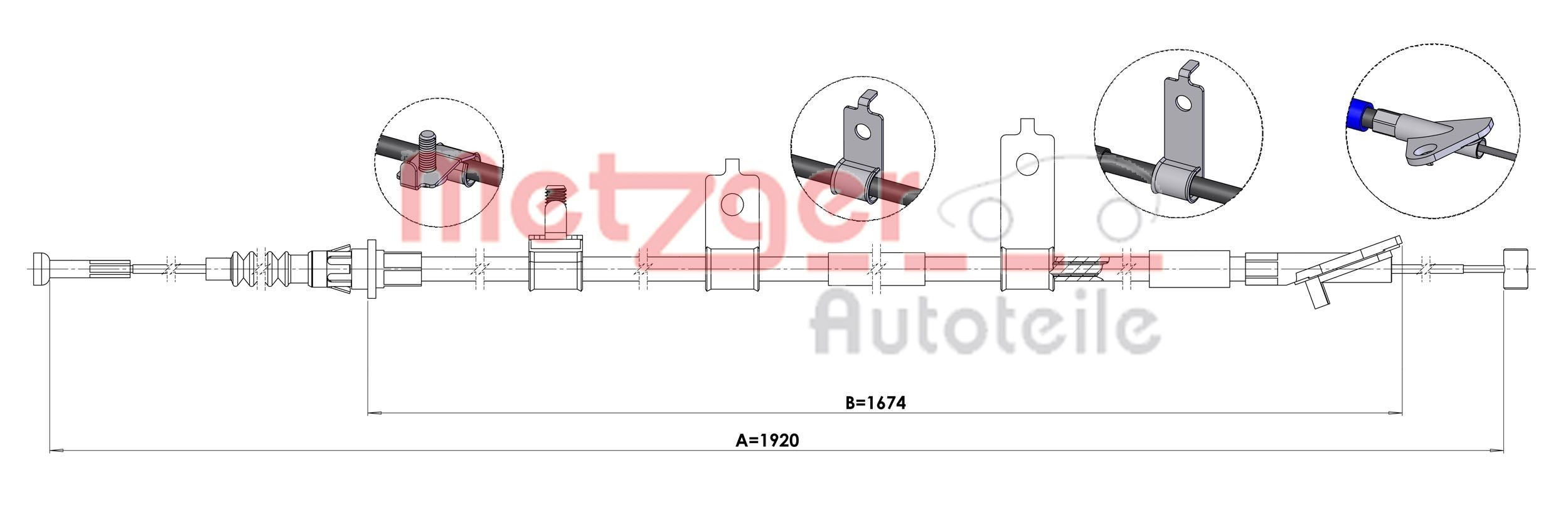 Câble de frein à main METZGER 1.MA005 METZGER 1.MA005 Frein de stationnement MAZDA CX-5 2011