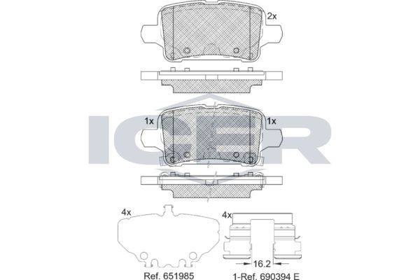 ICER Bremseklosser 182326 182326 Bremseklosser CHEVROLET EQUINOX ICER