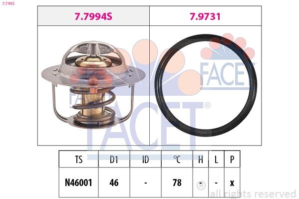 FACET Thermostaat, koelvloeistof 7.7993 FACET 7.7993 Thermostaathuis Lexus GSC 10 goedkoop