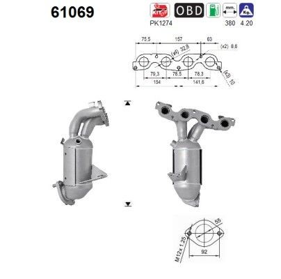 AS Καταλύτης 61069 AS 61069 Καταλύτες Hyundai H1 Travel φθηνά